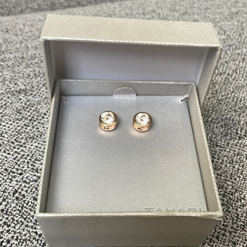 Gold and Crystal Stud Earrings by Tahari